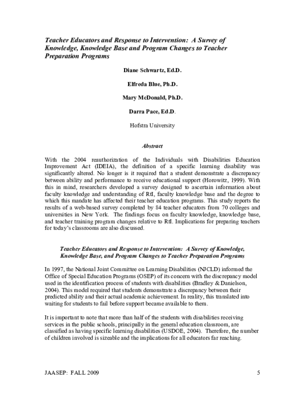 (PDF) Teacher Educators and Response to Intervention: A Survey of ...