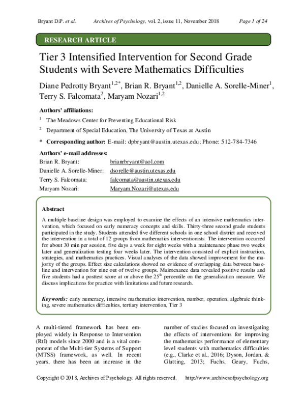 (PDF) Tier 3 Intensified Intervention for Second Grade Students with ...