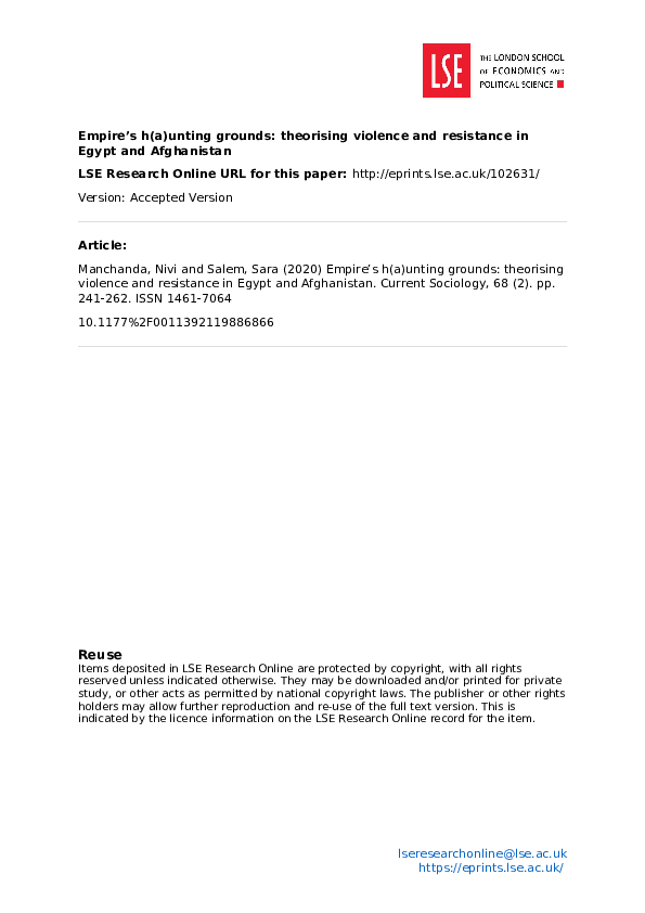 Empire’s h(a)unting grounds: Theorising violence and resistance in Egypt and Afghanistan