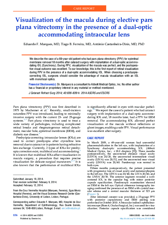 (PDF) Visualization of the macula during elective pars plana vitrectomy ...