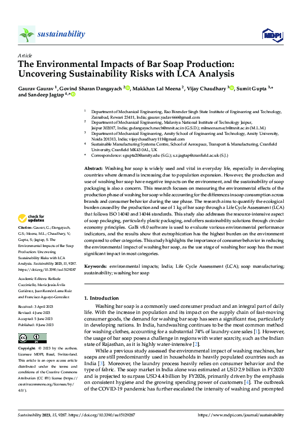 (PDF) The Environmental Impacts of Bar Soap Production: Uncovering ...
