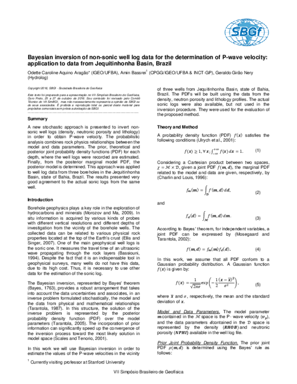 (PDF) Bayesian inversion of non-sonic well log data for the ...