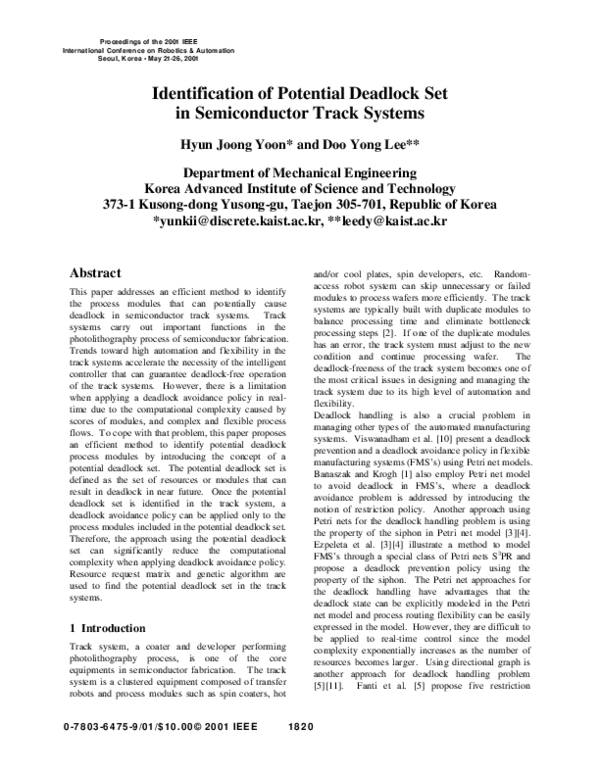 (PDF) Identification of potential deadlock set in semiconductor track ...