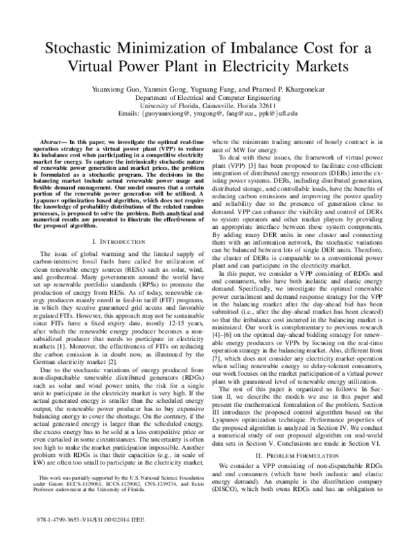 (PDF) Stochastic minimization of imbalance cost for a virtual power ...