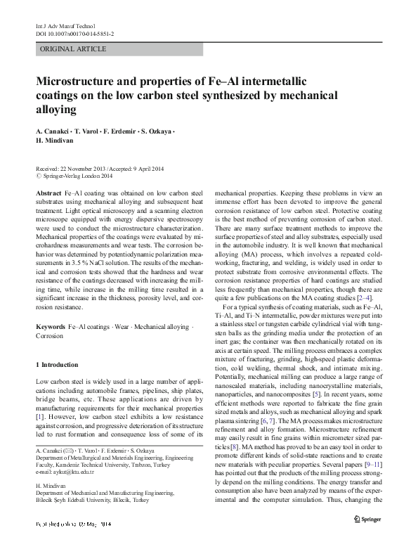 (PDF) Microstructure and properties of Fe–Al intermetallic coatings on ...