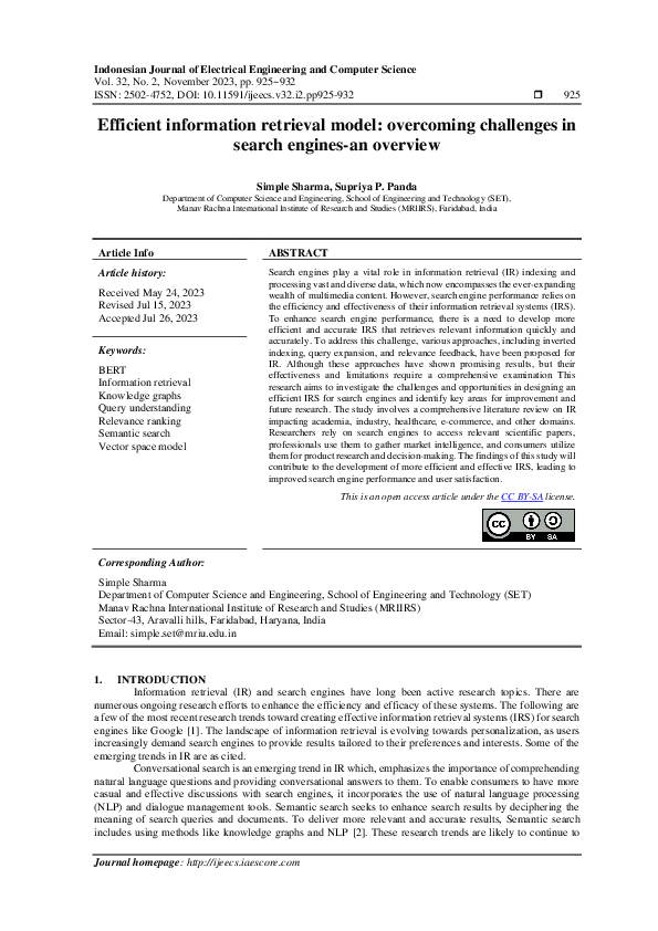 (PDF) Efficient information retrieval model: overcoming challenges in ...