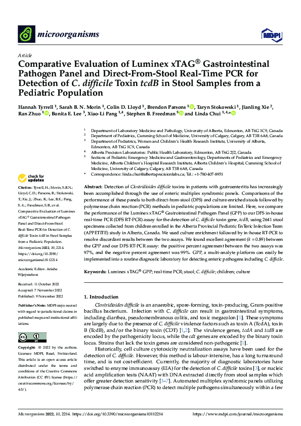 (PDF) Comparative Evaluation of Luminex xTAG® Gastrointestinal Pathogen