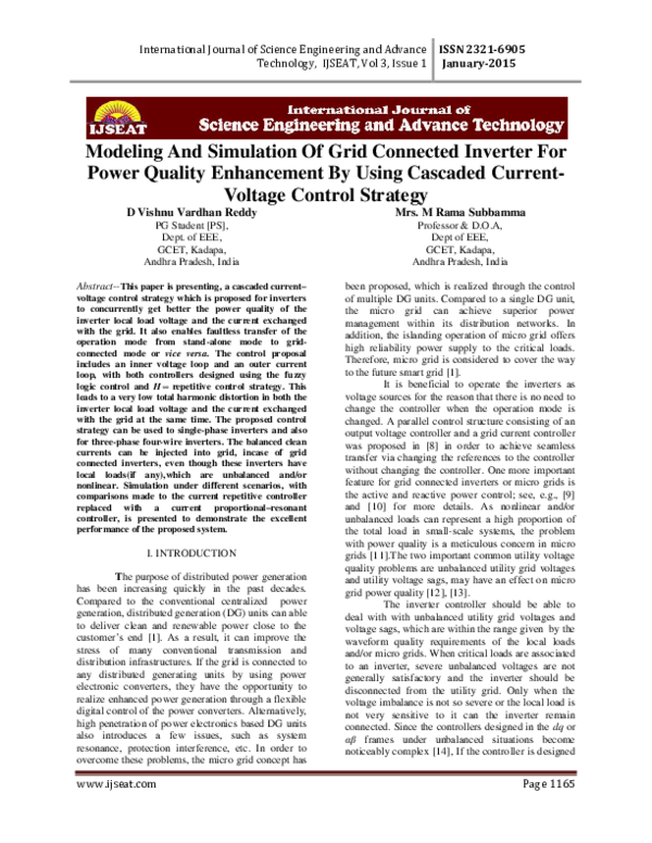 (PDF) Modeling And Simulation Of Grid Connected Inverter For Power ...