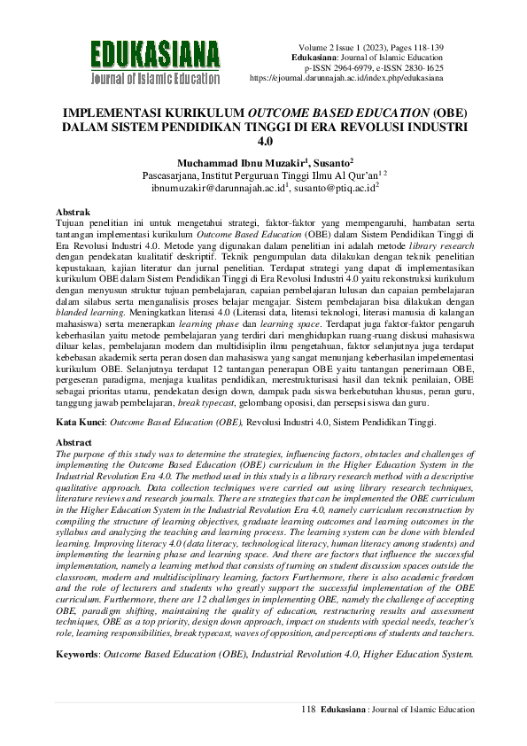 (PDF) Implementasi Kurikulum Outcome Based Education (Obe) Dalam Sistem ...