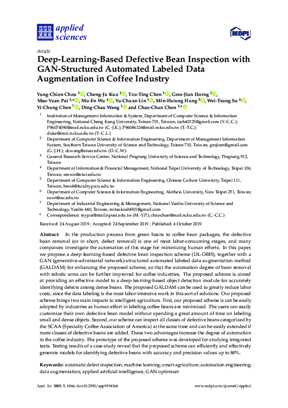 Pdf Deep Learning Based Defective Bean Inspection With Gan Structured