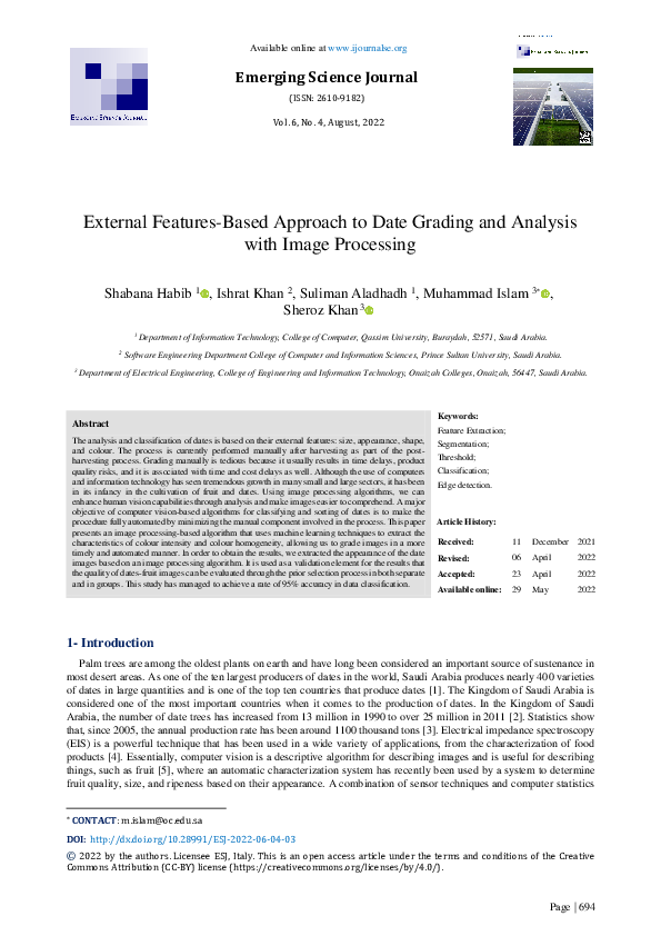 (PDF) External Features-Based Approach to Date Grading and Analysis ...