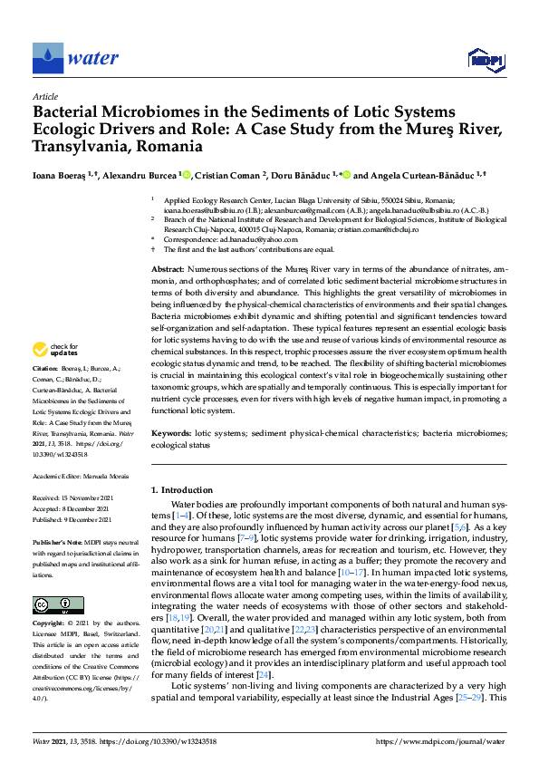 (PDF) Bacterial Microbiomes in the Sediments of Lotic Systems Ecologic ...