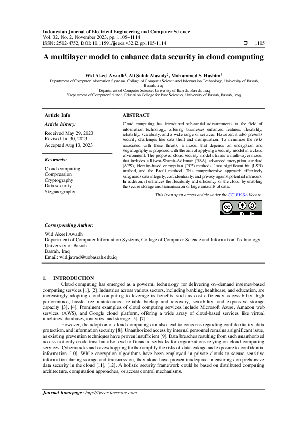 (PDF) A multilayer model to enhance data security in cloud computing