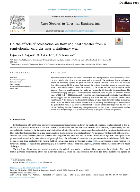 (PDF) On the effects of orientation on flow and heat transfer from a ...