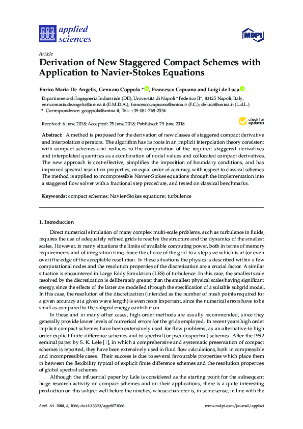 (PDF) Derivation of New Staggered Compact Schemes with Application to ...