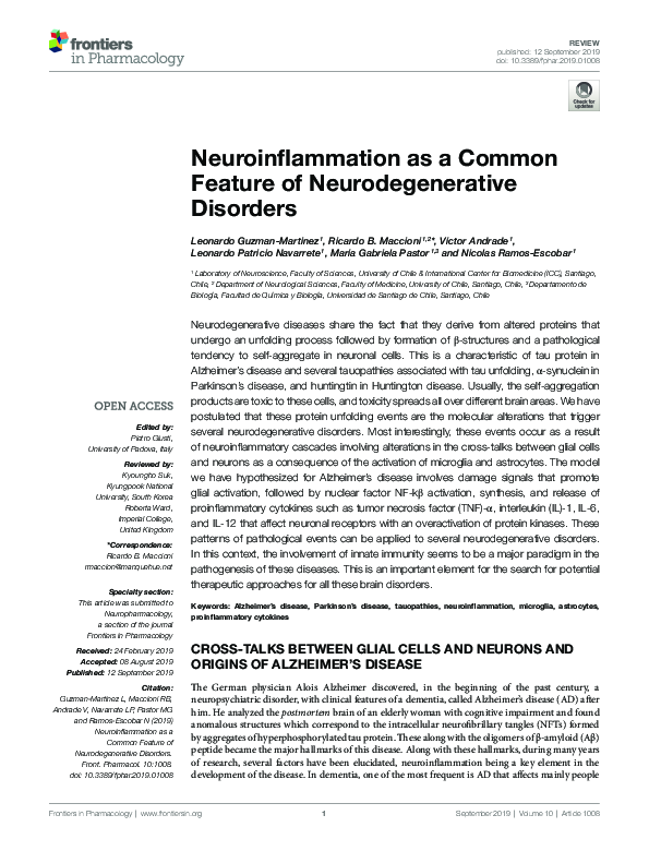 (PDF) Neuroinflammation as a Common Feature of Neurodegenerative Disorders