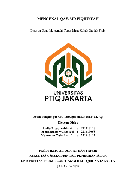 Pdf Mengenal Qawaid Fiqhiyyah