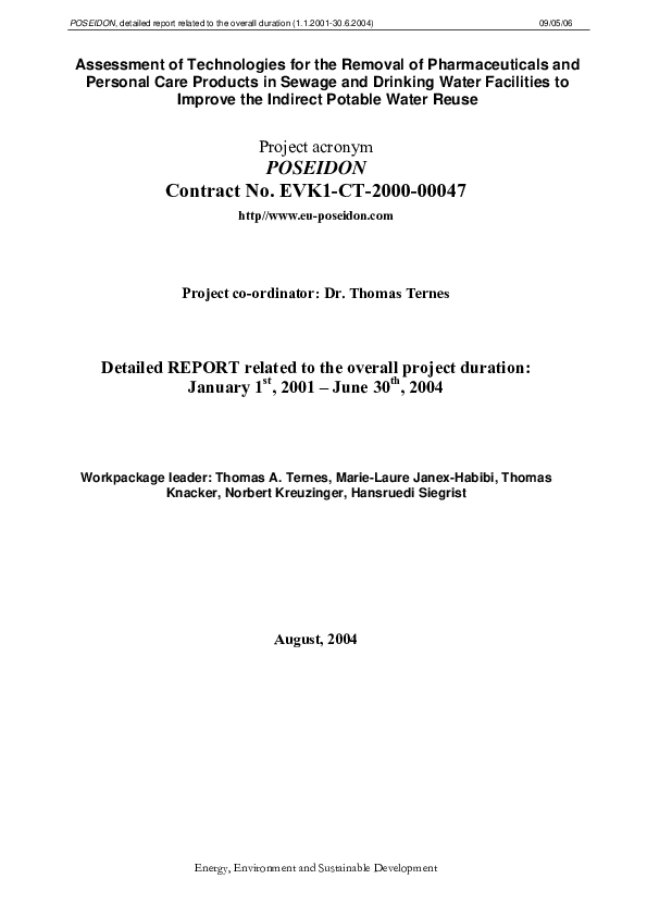 (PDF) Assessment of Technologies for the Removal of Pharmaceuticals and ...