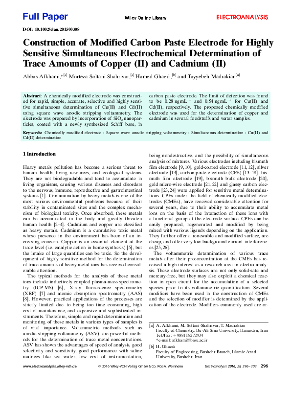 (PDF) Construction of a modified carbon paste electrode for the highly ...