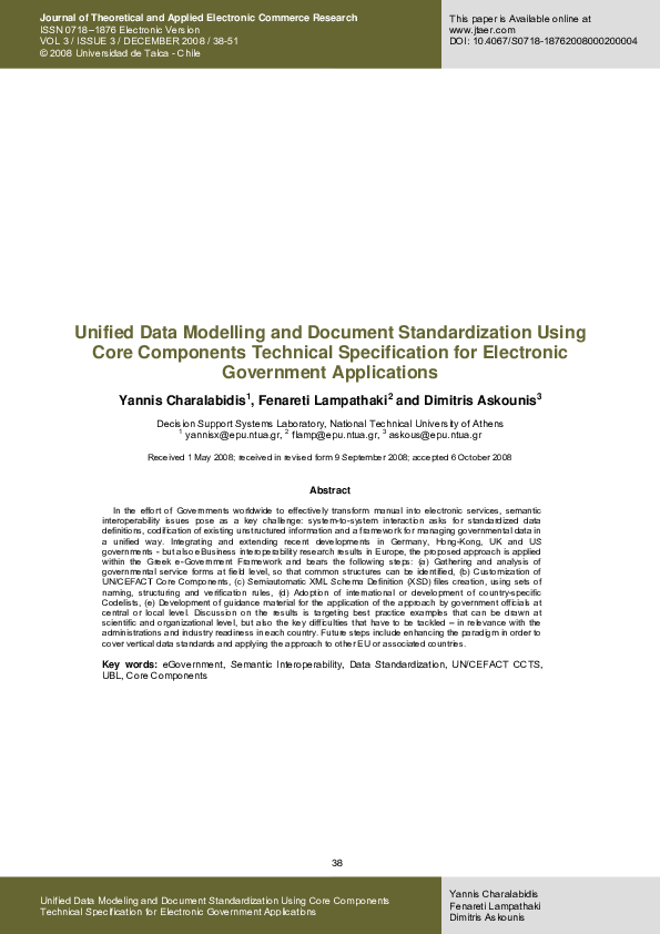 (PDF) Unified Data Modelling and Document Standardization Using Core ...