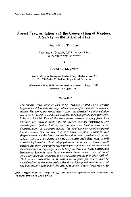 (PDF) Forest fragmentation and the conservation of raptors: A survey on ...