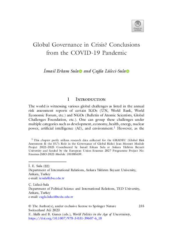 (PDF) Global Governance in Crisis? Conclusions from the COVID-19 Pandemic