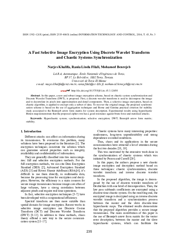 (PDF) A Fast Selective Image Encryption Using Discrete Wavelet ...