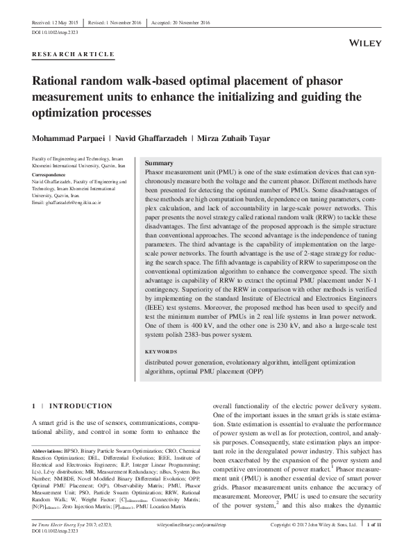 (PDF) Rational random walk-based optimal placement of phasor ...