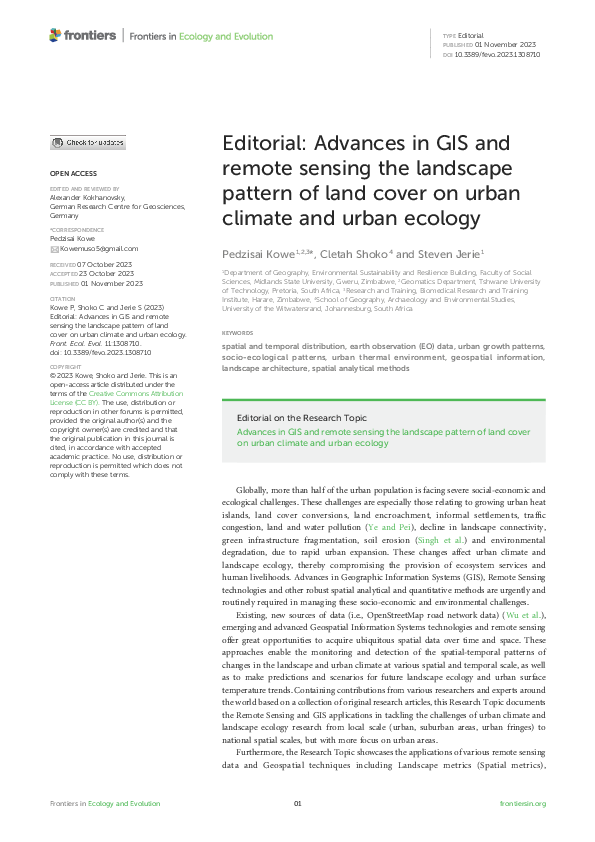(PDF) Editorial: Advances in GIS and remote sensing the landscape ...