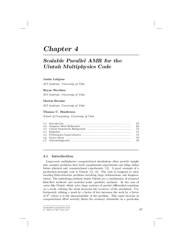 (PDF) Scalable Parallel AMR for the Uintah Multi-Physics Code