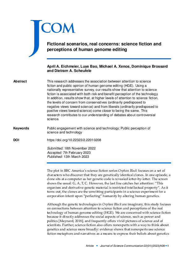 (PDF) Fictional scenarios, real concerns: science fiction and ...