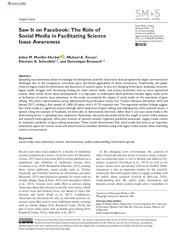 (PDF) Saw It on Facebook: The Role of Social Media in Facilitating ...