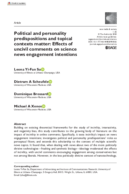 (PDF) Political and personality predispositions and topical contexts ...