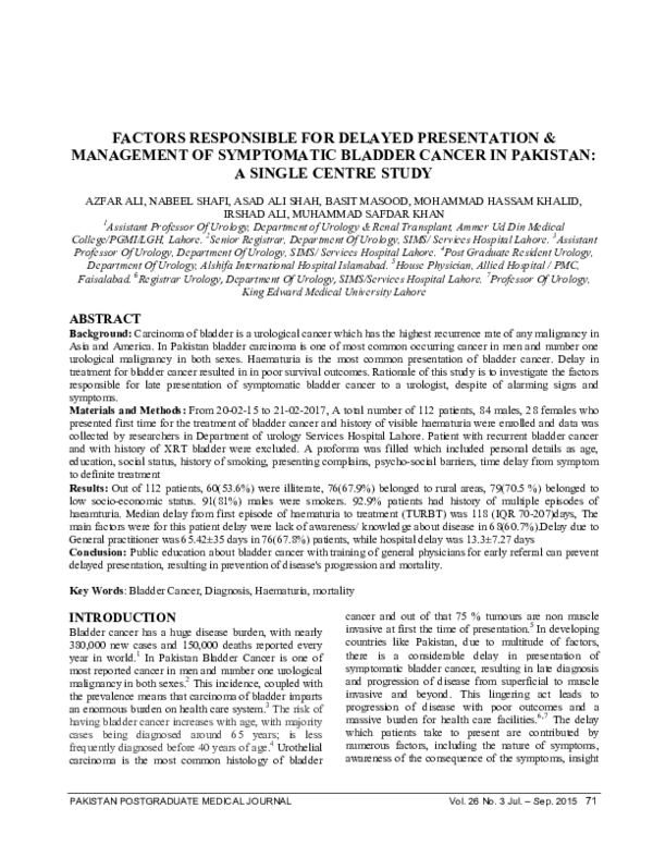 (PDF) Factors Responsible for Delayed Presentation & Management of ...