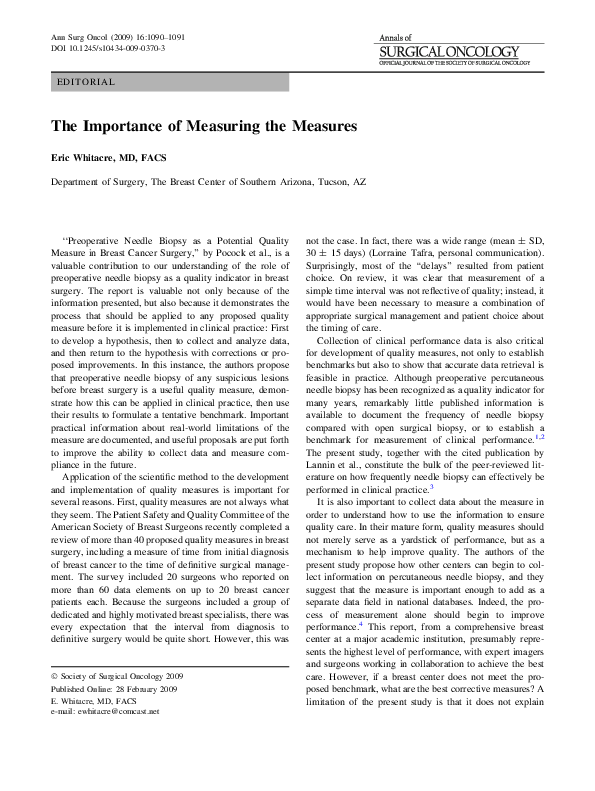 (PDF) The Importance of Measuring the Measures