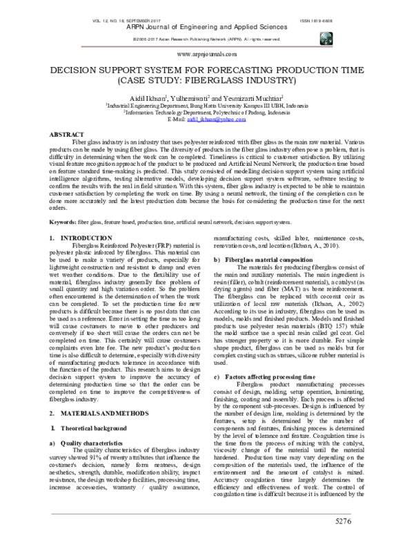 (PDF) Decision Support System for Forecasting Production Time ( Case ...