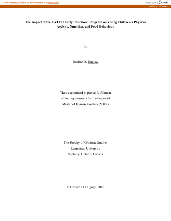 (PDF) The impact of the CATCH early childhood program on young children ...
