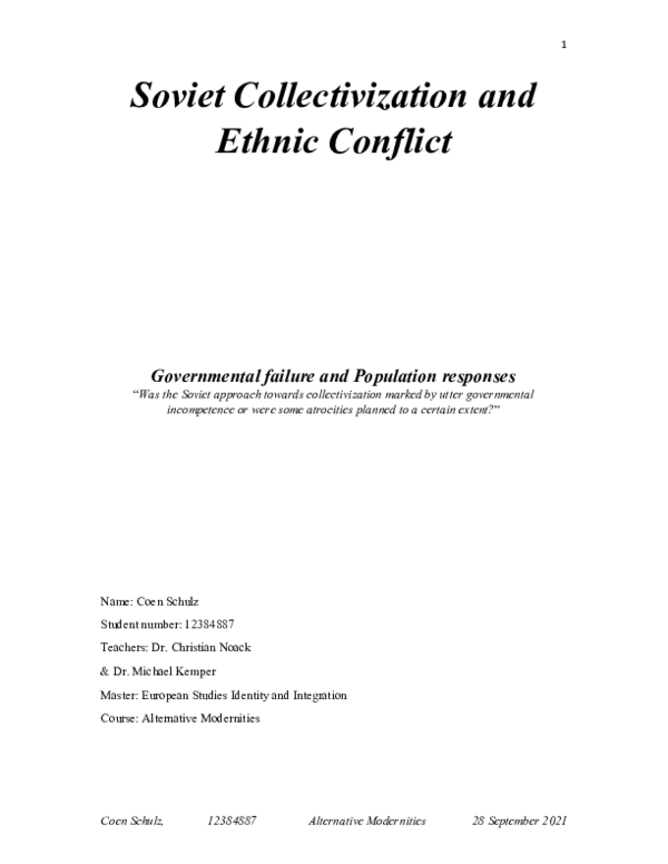 (PDF) Soviet Collectivization and Ethnic Conflict
