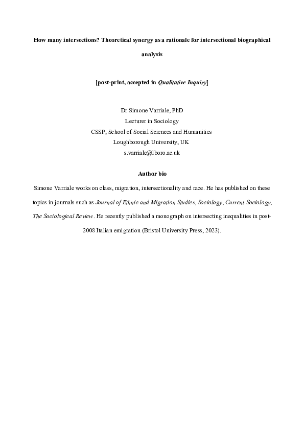 (DOC) How many intersections? Theoretical synergy as a rationale for ...