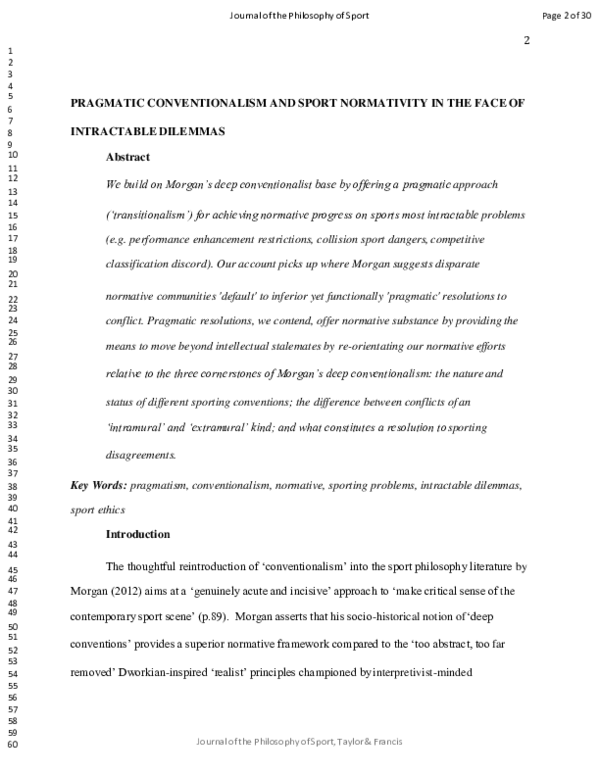 (PDF) Pragmatic conventionalism and sport normativity in the face of ...
