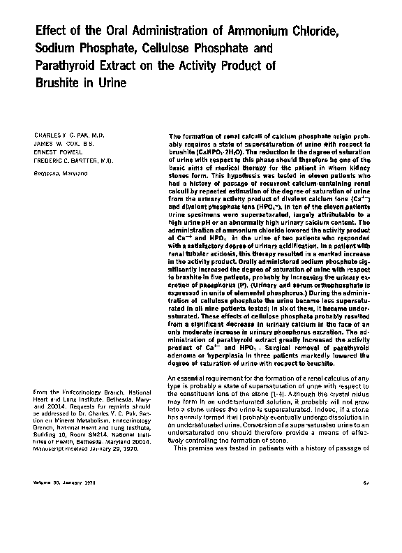 (PDF) Effect of the oral administration of ammonium chloride, sodium
