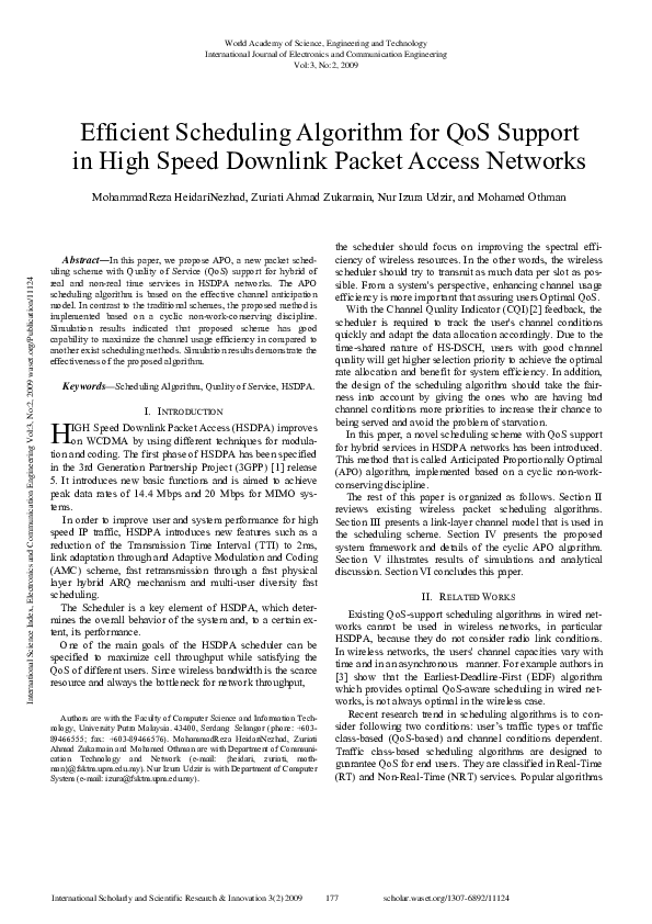 (PDF) Efficient Scheduling Algorithm For Qos Support In High Speed ...