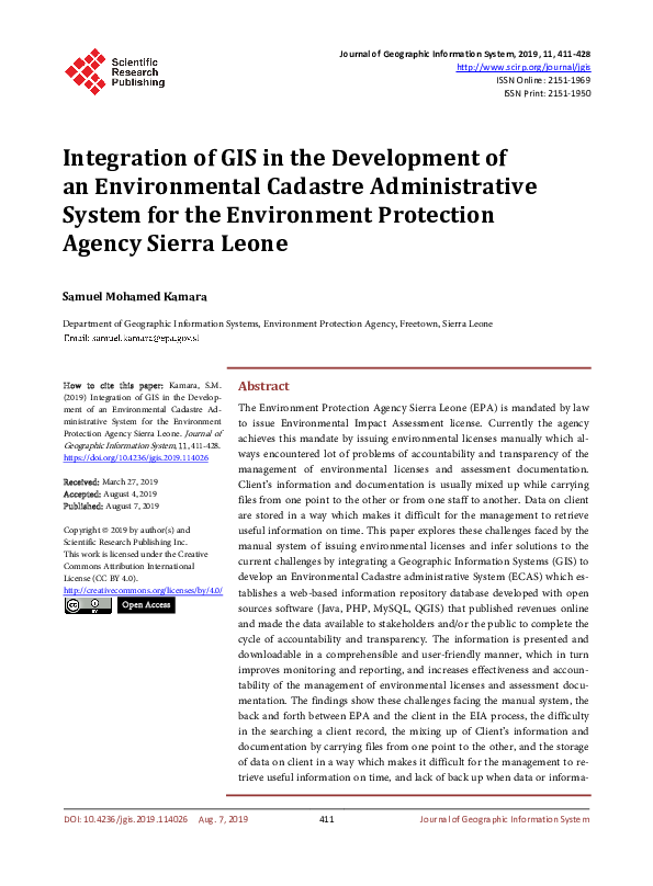 (PDF) Integration of GIS in the Development of an Environmental