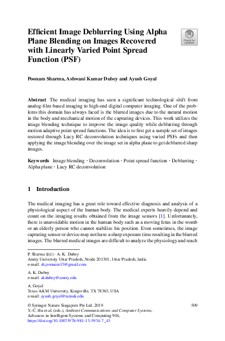 (PDF) Efficient Image Deblurring Using Alpha Plane Blending on Images ...