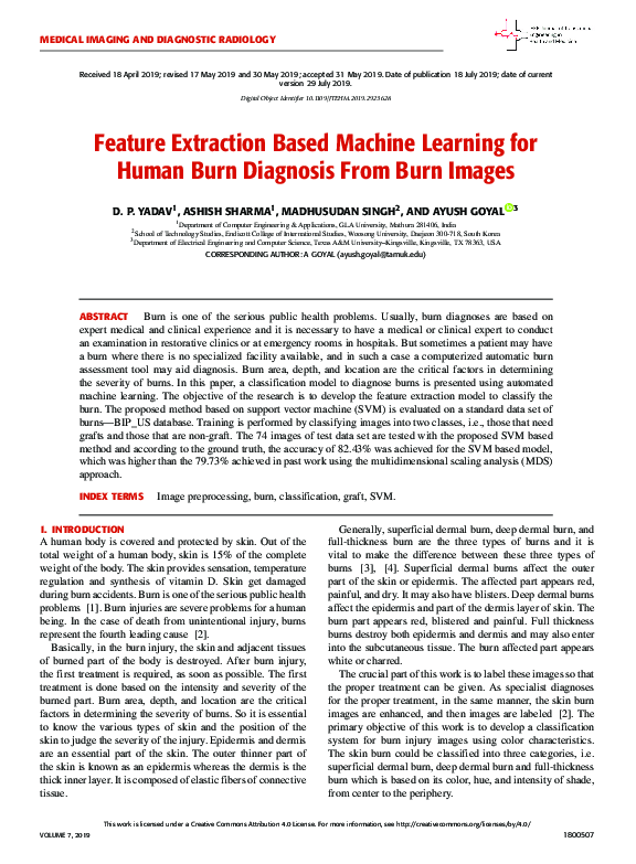 (PDF) Feature Extraction Based Machine Learning for Human Burn ...