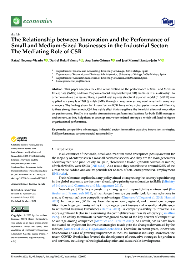 (PDF) The Relationship between Innovation and the Performance of Small ...