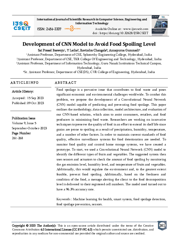 (PDF) Development of CNN Model to Avoid Food Spoiling Level