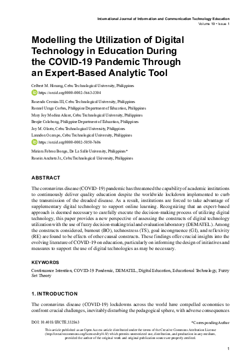 (PDF) Modelling the Utilization of Digital Technology in Education ...