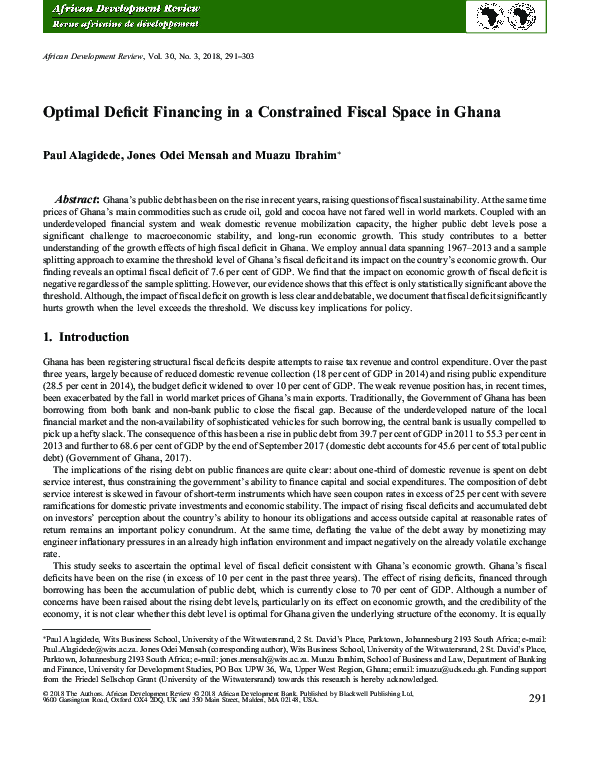 (PDF) Optimal Deficit Financing in a Constrained Fiscal Space in Ghana