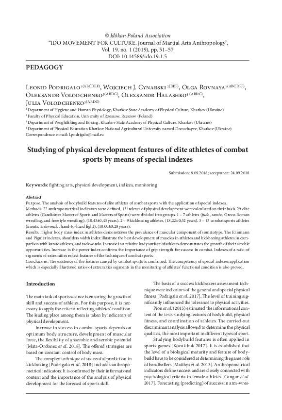 (PDF) Studying of physical development features of elite athletes of ...